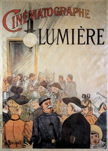 Poster voor de cinematograaf van de gebroeders Lumière in het grand café in december 1895 (illustratie) door H. Brispot