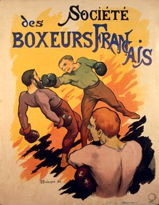 Société des Boxeurs Français, Franse boksers reclame-illustratie door Delaspre