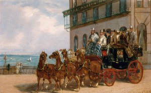 Een Postkoets voor het Royal Albion Hotel door H. J. Jones