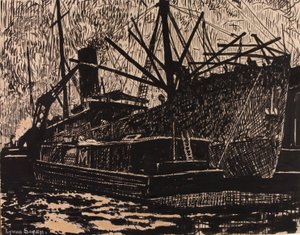 (Liner en sleepboot) door H. Lyman Sayen