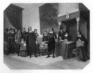 Ontvangst van de Franse protestanten in Amsterdam, eind 17e eeuw ca. 1870