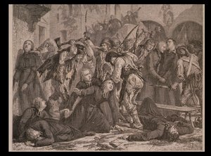 De Slachting van de Priesters in September 1792, gegraveerd door Charles Maurand door H. de la Charlerie