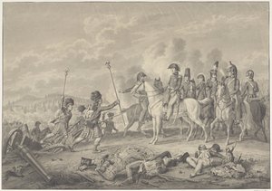 Hertog van Wellington ontvangt tijdens de slag bij Waterloo twee op de Fransen veroverde standaarden met adelaars, 1815
