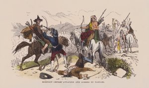 Robinson Crusoe aangevallen en beroofd door Tartaren door after Hablot Knight Browne