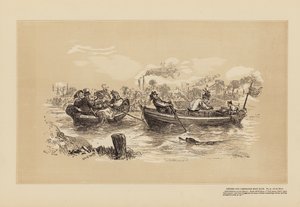 Oxford en Cambridge bootrace, nr. 2, Op de rivier door Hablot Knight (1815 92) Browne