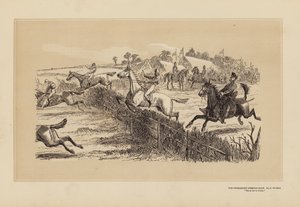 De Tumbletown Steeple-Chase, Nr. 2, De start (gravure) door Hablot Knight (1815 92) Browne