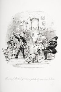 Emotie van meneer Kenwigs bij het horen van het familie nieuws van Nicholas, illustratie uit 
