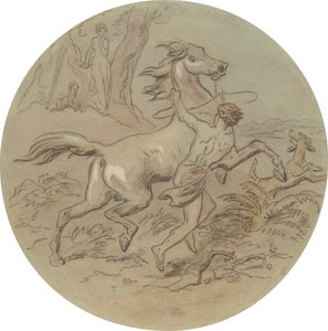 Een van achttien ontwerpen voor een serie platen ter illustratie van Venus en Adonis