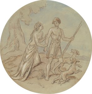 Een van achttien ontwerpen voor een serie platen die Venus en Adonis illustreren