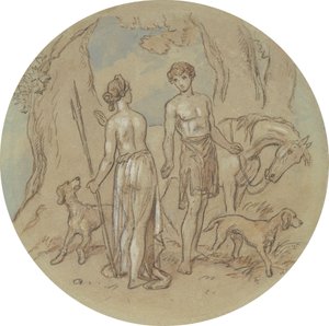 Een van achttien ontwerpen voor een serie platen die Venus en Adonis illustreren