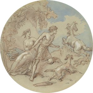 Een van achttien ontwerpen voor een serie platen die Venus en Adonis illustreren