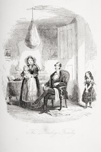 De familie Dombey, illustratie uit Dombey en Zoon door Charles Dickens, voor het eerst gepubliceerd in 1848 door Hablot Knight Browne