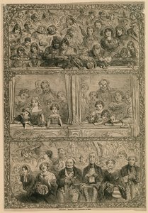 De Pantomime: Galerie, Loges, Put (gravure) door Hablot Knight Browne