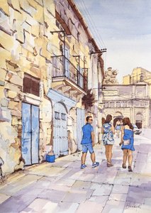 Drietal in Blauw, Valletta, Malta, ca. 2024