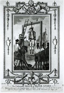 De ongelukkige dood van majoor Andre, adjudant-generaal van het Engelse leger, in het hoofdkwartier in New York, 2 oktober 1780, gegraveerd door John Goldar door Hamilton