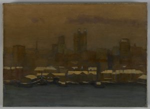 Rivieroever, New York in de winter, ca.1912