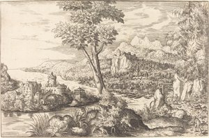 Landschap met drie mannen