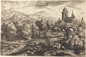 Bergachtig Landschap met een Dorp
