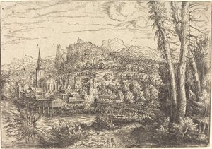 Uitzicht op een stad bij een rivier