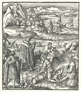 Aartshertog Maximiliaan van Oostenrijk aan het vissen