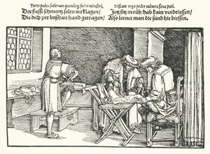 Beenulcera of zweren (gravure) door Hans (after) Burgkmair