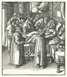 De dood van de Heilige Roomse Keizer Frederik III door Hans (after) Burgkmair