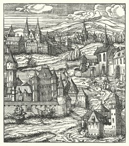 Wiener Neustadt, Oostenrijk, geboorteplaats van Maximiliaan I, Heilige Roomse Keizer door Hans (after) Burgkmair