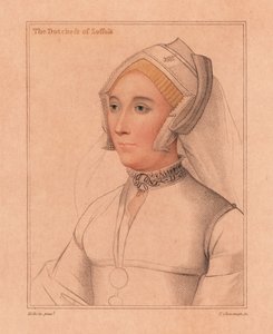 Catherine Brandon, Hertogin van Suffolk.,1812 (gravure) door Hans (after) Holbein the Younger