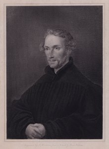 Philipp Melanchthon, Duitse protestantse hervormer en medewerker van Martin Luther (gravure)