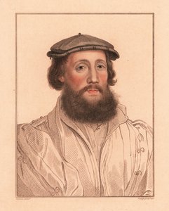 Portret van een onbekende man, hof van koning Hendrik VIII, ca. 1532, 1812 (gravure) door Hans (after) Holbein the Younger