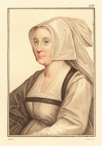 Portret van een onbekende vrouw van het hof van koning Hendrik VIII door Hans (after) Holbein the Younger