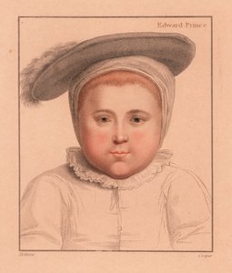 Prins Edward, 1 jaar oud, later koning Edward VI van Engeland.,1812 (gravure) door Hans (after) Holbein the Younger