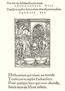 Het Beenderhuis (gravure) door Hans (after) Holbein the Younger