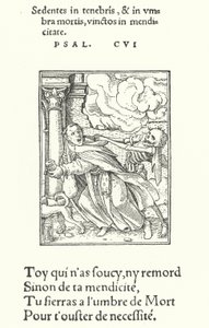 De bedelmonnik (gravure) door Hans (after) Holbein the Younger