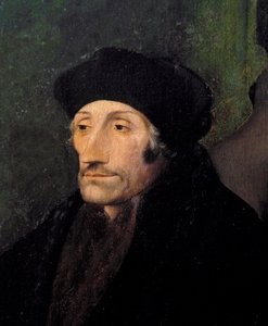 Portret van Erasmus van Rotterdam, Nederlandse humanist door Hans (attr. to) Holbein the Younger