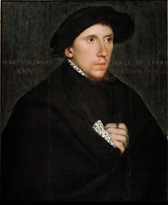 Portret van Henry Howard, Engelse dichter en hoveling door Hans (school of) Holbein