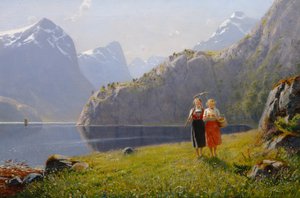 Zomerdag in Balestrand door Hans Andreas Dahl