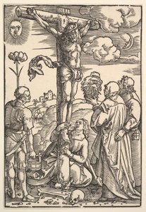 Christus aan het kruis met de Maagd en de heiligen Longinus, Maria Magdalena en Johannes door Hans Baldung