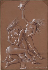 Nieuwjaarsgroet met drie heksen, 1514 door Hans Baldung