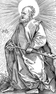Sint Pieter met zijn symbool van een sleutel, ca. 1490-1550 door Hans Baldung