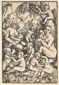 Twee moeders met kinderen Die Kinderaue door Hans Baldung