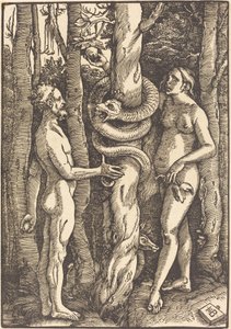Adam en Eva met slang door Hans Baldung Grien