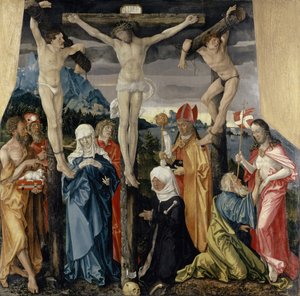 Christus Gekruisigd met de Dieven, Heiligen en een Vrouwelijke Donor, 1512 door Hans Baldung Grien