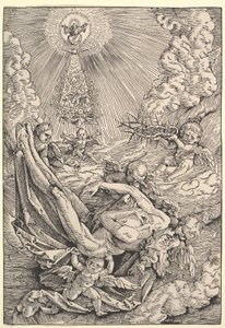 Het lichaam van Christus gedragen door engelen naar de hemel, 1516 door Hans Baldung Grien