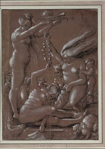 De Heksensabbat (Na Hans Baldung) door Urs Graf (ca. 1485-1527/28)