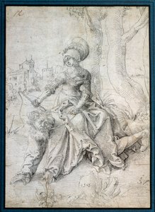 De vrouw die de man berijdt: Phyllis zittend op de rug van Aristoteles