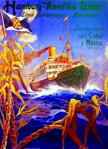 Poster ter promotie van de Hamburg American Line