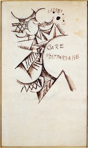 Gare Montparnasse Tekening met Chinese inkt en potlood door Hans Bolz (1912)