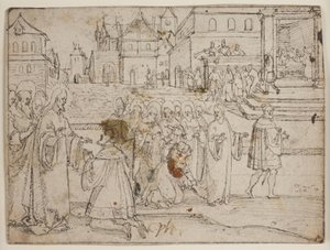 Christus en Jairus; de Bloedvloeiende Vrouw door Hans Brosamer