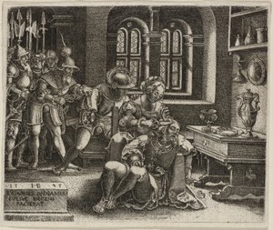 Samson en Delila door Hans Brosamer